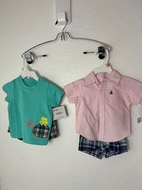 New baby boy summer set shorts shorts 4pc newborn 3months